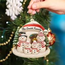Load image into Gallery viewer, Personalized Acrylic Christmas Ornament Family Snowman Gift