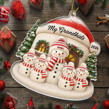 Load image into Gallery viewer, Personalized Acrylic Christmas Ornament Family Snowman Gift