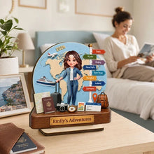 Load image into Gallery viewer, Personalized 2-Layer Wooden Travel Plaque Unique Gift for Adventurers
