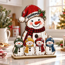 Load image into Gallery viewer, Personalized Wooden Plaque Snowmen Gift for Grandma Christmas Decor
