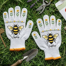 Load image into Gallery viewer, Personalized Cotton Gardening Gloves with Bee Art Gift for Mom