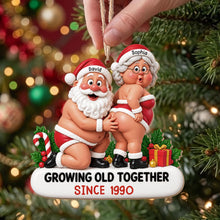 Load image into Gallery viewer, Personalized Wooden Ornament Playful Santa Couple Gift for Wife