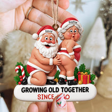 Load image into Gallery viewer, Personalized Wooden Ornament Playful Santa Couple Gift for Wife