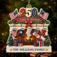 Load image into Gallery viewer, Personalized U.S. Flag Acrylic Ornament Custom Family Keepsake