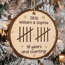 Load image into Gallery viewer, Personalized Wooden Ornament Custom Couple Gift Anniversary Rustic Snowflake