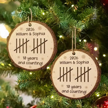 Load image into Gallery viewer, Personalized Wooden Ornament Custom Couple Gift Anniversary Rustic Snowflake