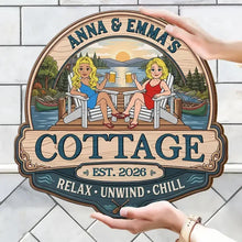 Load image into Gallery viewer, Personalized Wooden Lake Sign Gift for Couples Relax Unwind