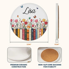 Load image into Gallery viewer, Personalized Round Ceramic Coaster with Butterflies for Book Lovers