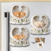 Load image into Gallery viewer, Personalized Acrylic Pet Memorial Magnet with Angel Wings Gift for Pet Owners