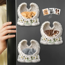Load image into Gallery viewer, Personalized Acrylic Pet Memorial Magnet with Angel Wings Gift for Pet Owners