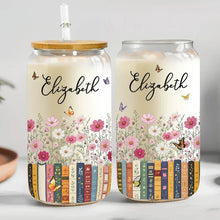 Load image into Gallery viewer, Personalized Bamboo Lid Glass Cup Gift for Book Lovers
