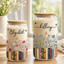 Load image into Gallery viewer, Personalized Bamboo Lid Glass Cup Gift for Book Lovers