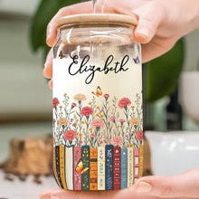 Load image into Gallery viewer, Personalized Bamboo Lid Glass Cup Gift for Book Lovers