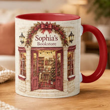 Load image into Gallery viewer, Personalized Vintage Bookstore Christmas Mug Unique Gift for Book Lovers