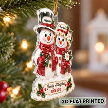 Load image into Gallery viewer, Personalized Snowman Couple Acrylic Ornament Christmas Gift