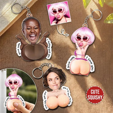 Load image into Gallery viewer, Personalized Cheeky Silicone Chest Keychain Gift for Partner