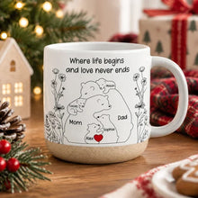 Load image into Gallery viewer, Personalized Pottery Mug with Bears and Quote Gift for Family