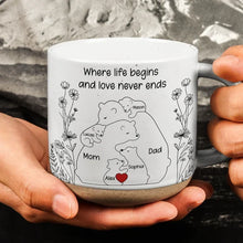 Load image into Gallery viewer, Personalized Pottery Mug with Bears and Quote Gift for Family