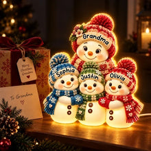 Load image into Gallery viewer, Personalized Acrylic Light Box Grandkids Snowman Gift for Grandma