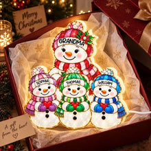 Load image into Gallery viewer, Personalized Snowman Family Acrylic Light Box for Grandma Christmas Gift