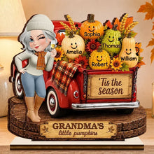 Load image into Gallery viewer, Personalized Wooden Plaque for Grandma with Red Truck & Pumpkins - Unique Fall Gift