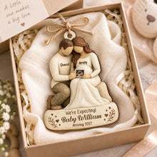 Load image into Gallery viewer, Personalized Wooden Ornament for Mom-to-Be | Expecting Couple Keepsake