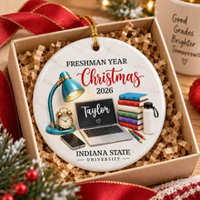Load image into Gallery viewer, Personalized Ceramic Ornament Custom Name College Freshman Gift