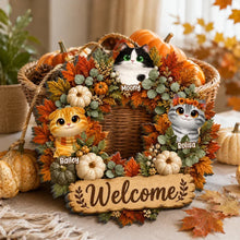 Load image into Gallery viewer, Personalized Wooden Welcome Sign with Cats for Pet Owners