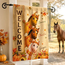 Load image into Gallery viewer, Personalized Garden Flag with Horses Fall Gift for Equestrians