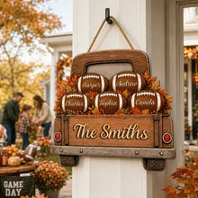 Load image into Gallery viewer, Personalized Wooden Football Sign Custom Family Decor Gift