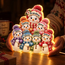 Load image into Gallery viewer, Personalized Acrylic Light Box Grandkids Snowman Gift for Grandma