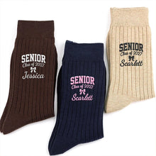 Load image into Gallery viewer, Personalized Embroidered Graduation Socks Custom Senior Gift for Her