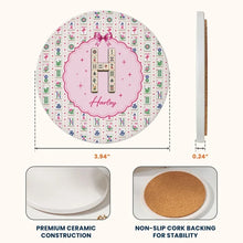 Load image into Gallery viewer, Personalized Round Ceramic Coaster Mahjong Gift for Game Night