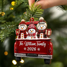 Load image into Gallery viewer, Personalized Wooden Ornament Snowman Family Holiday Gift