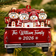 Load image into Gallery viewer, Personalized Wooden Ornament Snowman Family Holiday Gift