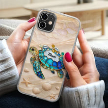 Load image into Gallery viewer, Personalized Clear TPU Phone Case Turquoise Turtle Gift for Grandma