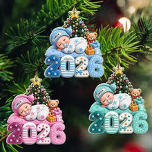 Load image into Gallery viewer, Personalized Sleeping Baby Christmas Ornament for New Parents