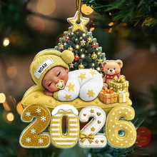 Load image into Gallery viewer, Personalized Sleeping Baby Christmas Ornament for New Parents