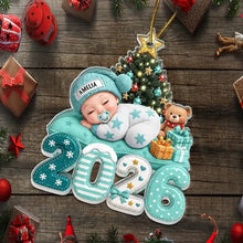 Load image into Gallery viewer, Personalized Sleeping Baby Christmas Ornament for New Parents