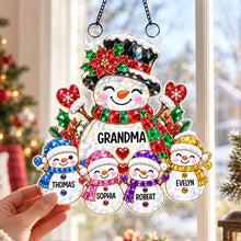 Load image into Gallery viewer, Personalized Snowman Acrylic Suncatcher Ornament for Grandma Christmas Gift