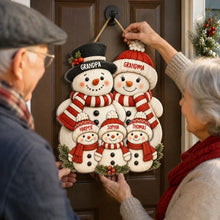 Load image into Gallery viewer, Personalized Wooden Snowman Family Sign Gift for Grandma & Grandpa Christmas Decor