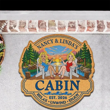 Load image into Gallery viewer, Personalized Shaped Doormat Lakeside Scene Gift for Couples