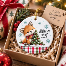 Load image into Gallery viewer, Personalized Ceramic Ornament Cute Woodland Animals Gift for Kids