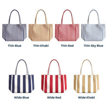 Load image into Gallery viewer, Personalized Striped Canvas Tote Bag for Sewing Lovers Gift