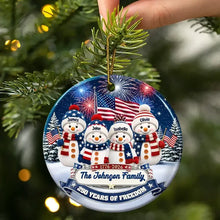 Load image into Gallery viewer, Personalized Snowman Family Ornament Ceramic Gift for Christmas