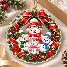 Load image into Gallery viewer, Personalized Acrylic Ornament Snowman Wreath Gift for Grandma