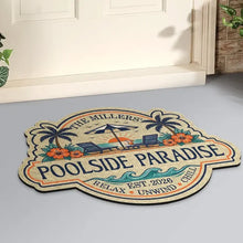 Load image into Gallery viewer, Personalized Shaped Doormat Relax Unwind Chill Pool Gift for Families
