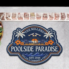 Load image into Gallery viewer, Personalized Shaped Doormat Relax Unwind Chill Pool Gift for Families