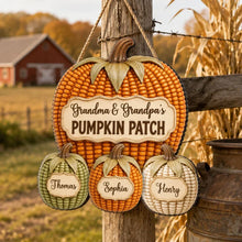 Load image into Gallery viewer, Personalized Wooden Grandpa & Grandma Pumpkin Sign Gift