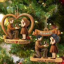 Load image into Gallery viewer, Personalized Wooden Engagement Ornament Custom Couple Gift